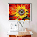 Miniatyrbild 2 av 5: Diamantmålning Kit, Solros Diamantkonst Kit för Vuxna, 5D Diamantmålning Kit Full Borr Rund för Föräldrar-Barn Interaktion, Väggdekor,