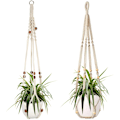 Miniatyrbild 1 av 5: Set med 2 Macrame Hängande Korg Bomullsrep Hängande Korg Blomkruka Växthållare Hängare för Inomhus Utomhus Tak