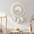 Miniatyrbild 1 av 8: Bohemisk Macramé Väggspegel, Underbar Minimalistisk Design, Högkvalitativt Bomullshantverk, Stilfull Miljövänlig Dekor, Idealisk Retrostil för Hemmet