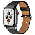 Miniatyrbild 1 av 5: Äkta Läder Armband Apple Watch 41/40/38 mm - Svart Black Svart