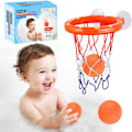 Miniatyrbild 1 av 8: Basketbollkorg för badkarskul, smart design med uppgraderade sugproppar säkerställer att den sitter fast under leken, säkra material för småbarn, 3 bollar