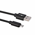 Miniatyrbild 3 av 4: Extra Hållbar 1m Micro-USB Quick Charge 3.0 Laddkabel (Svart) svart