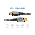 Miniatyrbild 2 av 3: USB C till USB C laddningskabel, USB 4.0 240W Typ C snabbladdningskabel i nylonfläta för typ C-bärbar dator, hubb, dockningsstation, stödjer 8K
