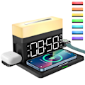 Miniatyrbild 1 av 6: 6-i-1 Trådlös Laddningsstation med LED-Nattlampa Digital Väckarklocka 18W Snabbladdning Kompatibel med iPhone 13 12 11 Pro SE XS XR X 8Plus 8