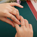 Miniatyrbild 3 av 5: 8 delar 14K guldpläterade Ladies Stacking Ringar Guld Silver Stacka