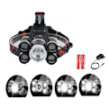 Miniatyrbillede 1 af 6: Stærk pandelampe LED CREE T6 Inklusiv batterier og oplader Black