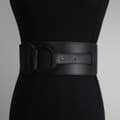 Plus Size Imiteret Læder O-ring Spænde Elastisk Bredt Modebælte