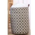 Large Laundry Hamper with Durable Leather Handle, Round Laundry Basket with Drawstring, Foldable Laundry Hamper, Clothes Storage Basket for Bedroom