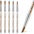 (Gold) 5-pack Acrylic Nail Brushes Different Sizes Round Acrylic