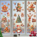 Christmas Window Decals Gingerbread Man Candy Tree Removable Glass Decoration Double-Sided Static Cling Film For All Windows 9 Sheets