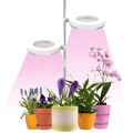 Dual-Head Succulent Plant Grow Light LED Full Spectrum Grow Light with 3H/9H/12H Timer Switch, Adjustable Ring Light