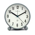 Round Alarm Clock, Non-Ticking, Battery Operated with Light Function, Super Silent Alarm Grey