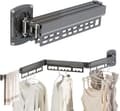 Wall Mounted Clothes Drying Rack, Extendable Wall Mounted Drying Rack (Triple), Space Saving Wall Rack, Portable, Space Saving Balcony Laundry