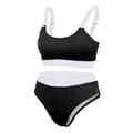 Women's Bikini Set, Summer Beach Swimsuit, 2 Piece Bra, Black, L