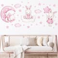 Rabbits with Balloons Pink, Personalized Wall Decals Watercolor
