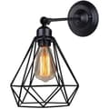 Cham Modern Industrial Diamond Cage Wall Lamp Adjustable Angle Iron Metal Light E27 Black (Bulb Not Included)