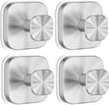 Suction Cup Shower Hooks, 4 Pcs Silver, Strong Reusable for Bathroom, Glass Windows, Towels and Bathrobes