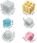 Miniatyrbillede 2 af 5: Sæt med 3 silikoneforme til stearinlys, 3D-bobleterningformet voksform til lysfremstilling (stor og lille) + diamantterningformet lysform til DIY-hjemmelavede stearinlys
