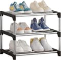 Small Shoe Rack, Stackable 3-Tier Shoe Shelf, Shoe Storage, Lightweight Shoe Rack
