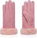 Vinterhandsker, vindtætte handsker, varme vinterhandsker til kvinder, fleeceforede handsker, termiske touchscreen-handsker, 20 x 23 cm, lyserød