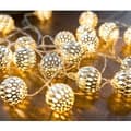 Miniatyrbild 2 av 5: LED Moroccan String Lights With Plug, 20 Gold Metal Pattern Ball Lights, 8 Modes Timer, For Wedding Christmas Indoor Decoration, 3M