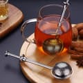 Miniatyrbillede 5 af 5: Sæt med 2 te-infusere i rustfrit stål med presset håndtag, Retra
