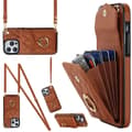 Lommebokveske med kortholder, vattert etui til iPhone brun iPhone 13 Pro brown iPhone 13 Pro