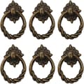 Miniatyrbillede 1 af 5: 6 stk Vintage Bronze Drop Ring Knapper Håndtag til Kommode Skuffe