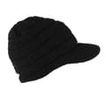 Dam vinterstickad mössa vinterbrätte mössor för kvinnor Slouchy mössa med skärm varm Black