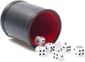 Terningbæger i kunstlæder med fløjlsinteriør, lydløst, til Liars Dice brætspil