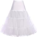 50-tals Underkjol Rockabilly Klänning Tyll Tutu för Kvinnor Vit White M
