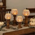 Miniatyrbillede 4 af 5: 3-delt rustikt hvidt græskar-fyrfadsstage-sæt – til Halloween & Thanksgiving 1 Set