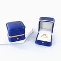 Ringbox av PU-läder för frieri - Premium förvaringsbox för diamantring, tom - Blå Blue