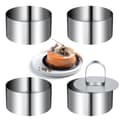 4 st Mini Kakformar i Rostfritt Stål, Runda Mousse Ring Set, 8 cm Diameter med Presslyftare, Tjockare Bakverktyg-FD-