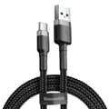 Miniatyrbilde 2 av 5: BASEUS Cafule Series 2m 2A Type-C Data Sync-kabel Nylonflettet Ladekabel - Grå/Svart