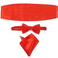 3 st Herr Satin Fluga Cummerbund Hanky Näsduk (Röd)