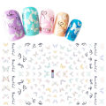 Miniatyrbild 2 av 3: 3 stora ark nagelstickers fjäril blomma