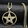 Pikkukuva 2 / 4: Skyrim Supernatural Pentagram -kaulakoru miehille, ruostumaton teräs, laatikko, pentagrammi, tähti, talisman, amuletti, riipus, kaulakorut, korut Style A - gold