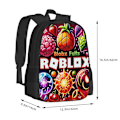 Miniatyrbillede 2 af 5: 3 stk. ROBLOX SPIL ROBLOX Fun Campus Rygsæk, Unisex Skolestart Justerbar Rygsæk, Fan Gave-24 Three-piece Set 6