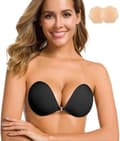 Selvklæbende BH Stropløs Sticky Invisible Push Up Silikone BH Til Rygløs Kjole med Nipple Covers Nøgen