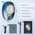 Pikkukuva 2 / 5: Mini-sähköparranajokoneet miehille ja naisille, sähköparranajokone miesten kasvoille, Type C ladattava, vedenpitävä LED-näytöllä kotiin Blue-silver Gradient