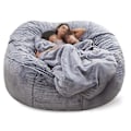 Miniatyrbillede 1 af 2: Lazy Sofa Bean Bag Kunstig Pels Bean Bag Bean Sofa Snow grey 150cm*75cm