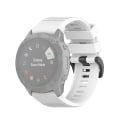 Miniatyrbilde 2 av 5: For Garmin Fenix ​​6x 26 mm hurtigutløser offisiell tekstur håndleddsrem klokkerem med plastknapp White
