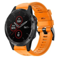 Miniatyrbillede 1 af 5: Til Garmin Fenix ​​5 Plus metalspænde ensfarvet silikoneurrem Orange
