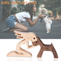 Miniatyrbillede 2 af 4: Par Hunde Træ Skulptur Home Decor Træ Håndværk Statue Carving Ornamenter 5