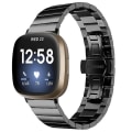 Miniatyrbilde 1 av 5: For Fitbit Versa 3 / Sense Universal Butterfly Buckle Metal Watch Band Black