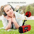 Miniatyrbild 5 av 5: Nödhandvevradio med solpanel, LED-ficklampa med 2000mAh mobil strömförsörjning Röd