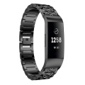 Miniatyrbilde 2 av 5: Klokkebånd med diamantbesatt solid rustfritt stål for Fitbit Charge 3 Black
