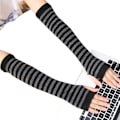 Miniatyrbillede 1 af 5: Kvinder armvarmere handsker vinter fingerløse lange handsker Solid varm julegave Black Gray