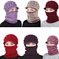Miniatyrbillede 4 af 5: Dame Beanie Hat Vinter Hatte Halstørklæde Maske Midaldrende Gamle Varm Øreværn Cap Mom Gift Pink